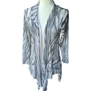Alberto Makali Open Cartigan Womens Waterfall Sz Large Whimsical Striped Neutral